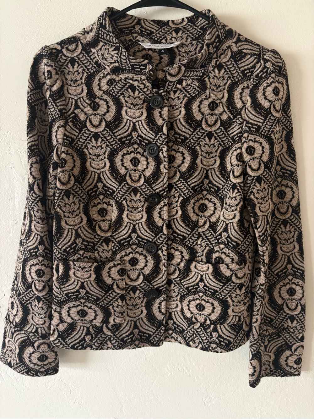 Diane Von Furstenberg Floral Blazer Wool Acrylic Faeriesty Quiet Luxury 4